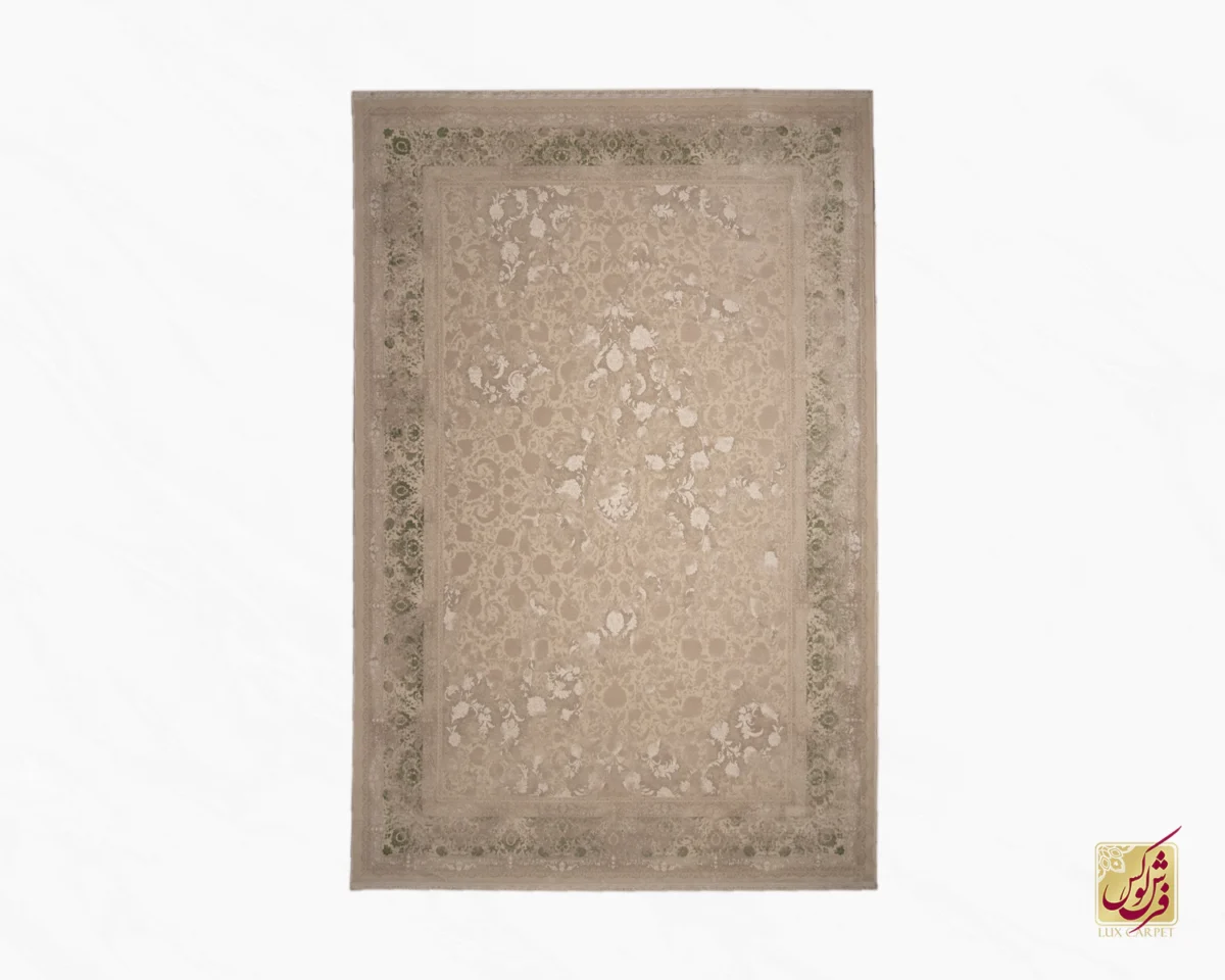 فرش وینتیج 3016 نسکافه‌ای سبز