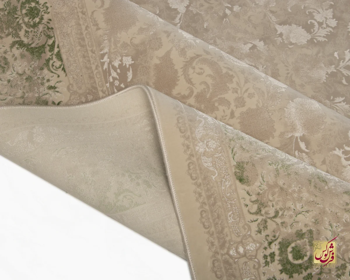 فرش وینتیج 3016 نسکافه‌ای سبز