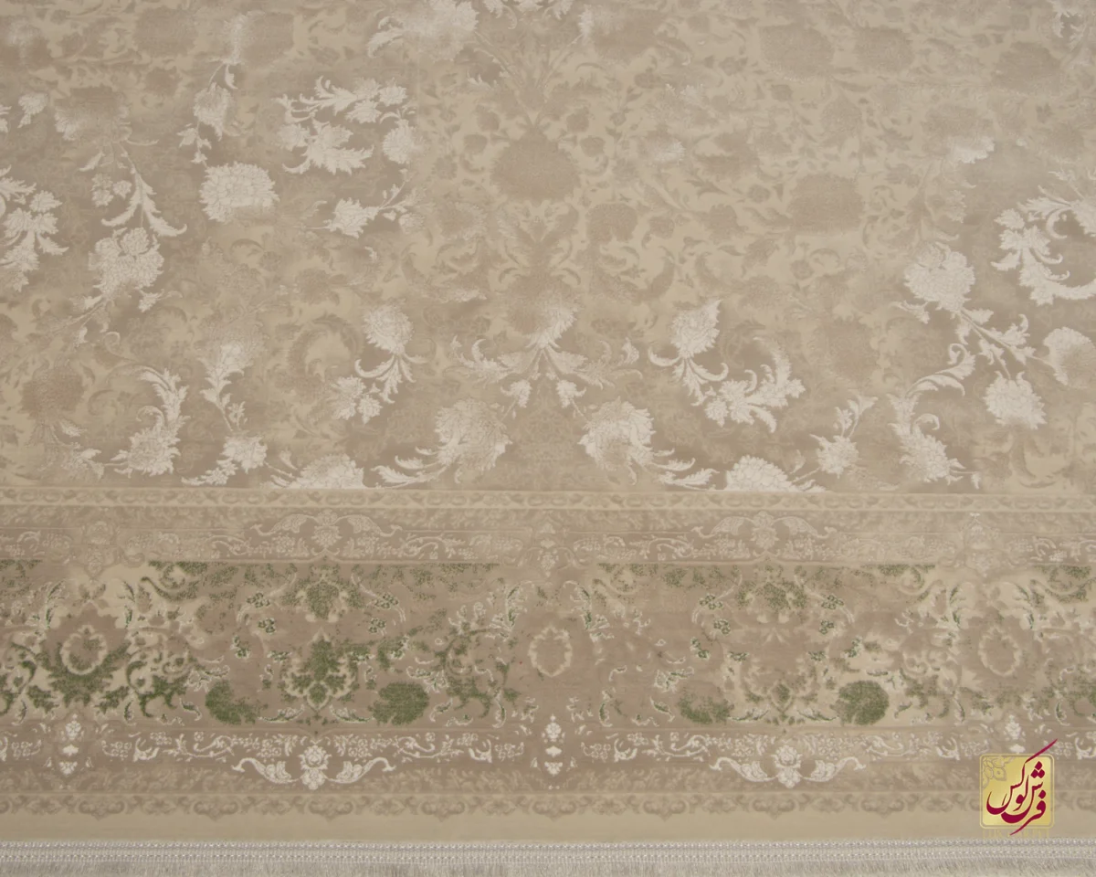 فرش وینتیج 3016 نسکافه‌ای سبز