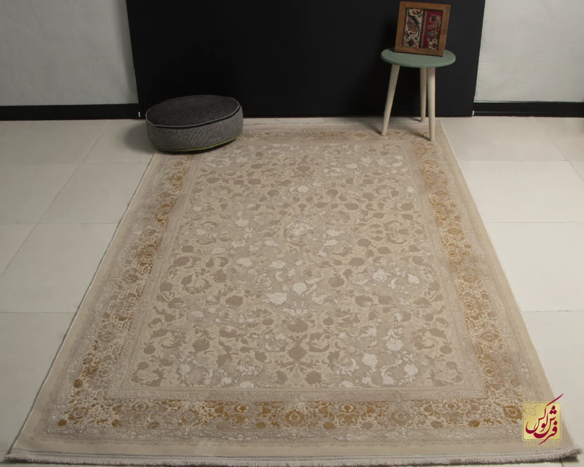 3017-11 فرش وینتیج 3017 نسکافهای کرم حاشیه آجری