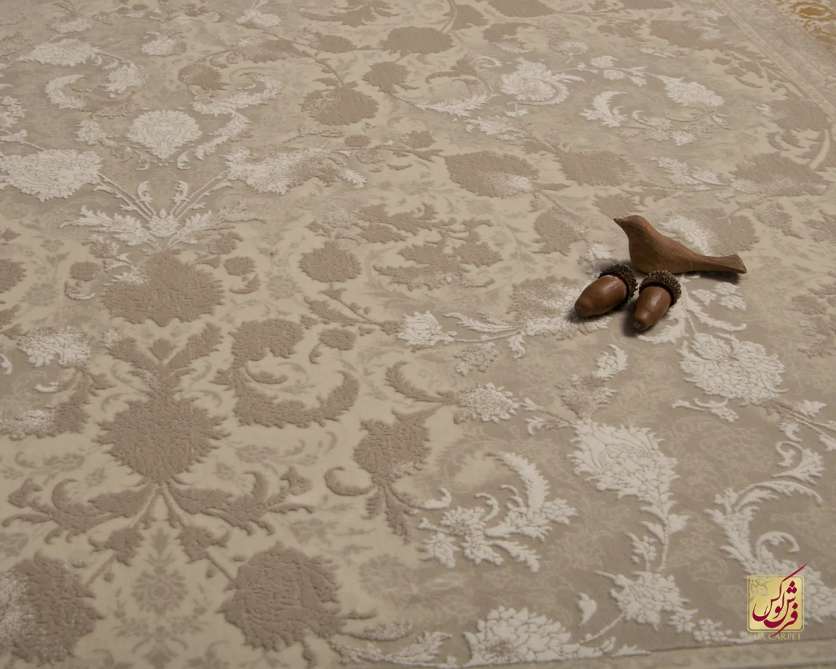 فرش وینتیج 3017 نسکافه‌ای کرم حاشیه آجری