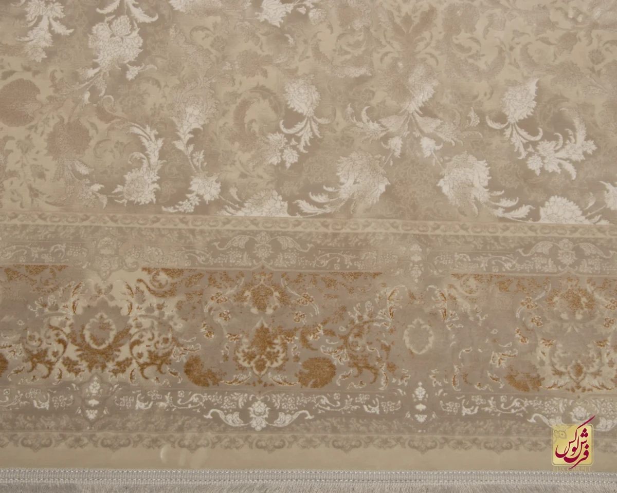 فرش وینتیج 3017 نسکافه‌ای کرم حاشیه آجری