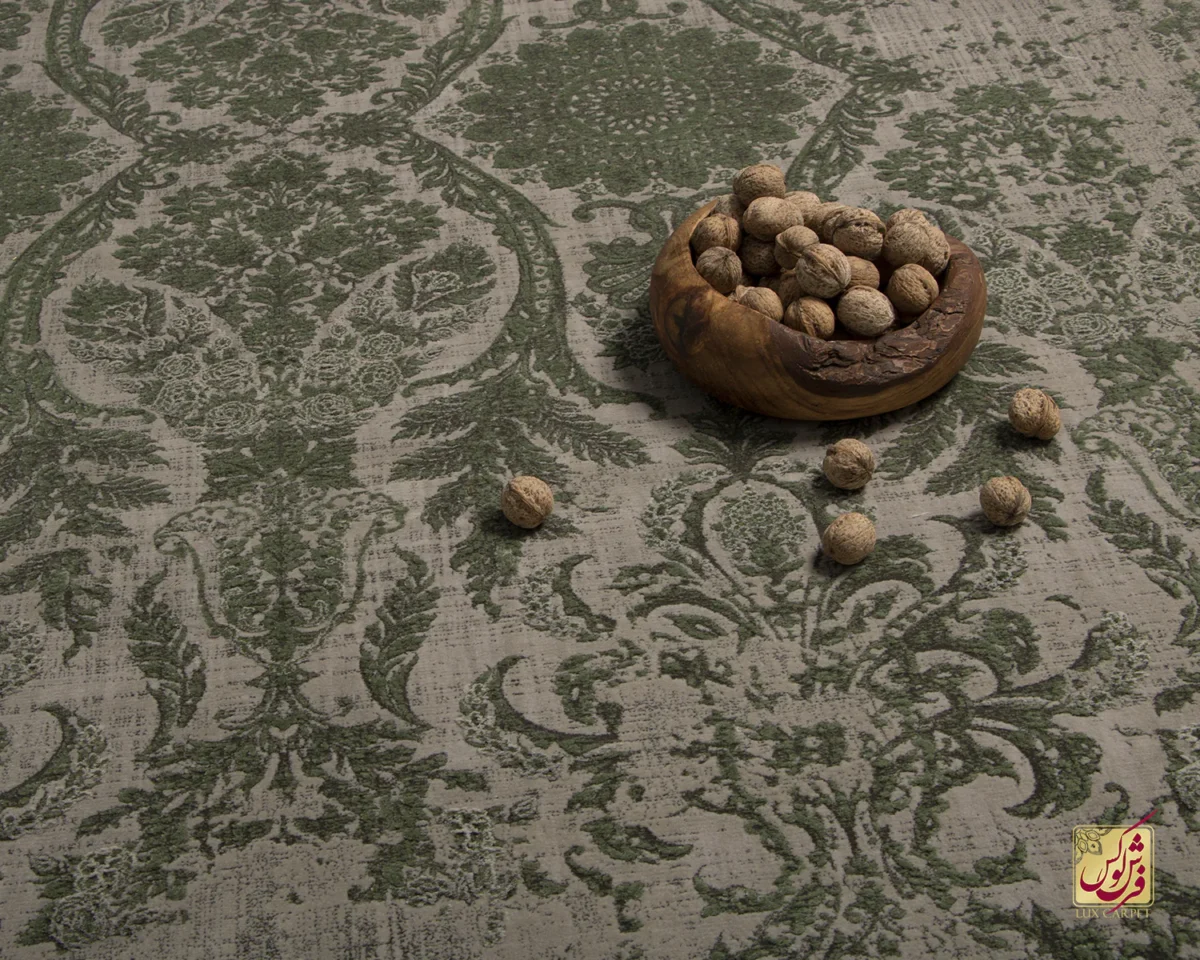 فرش وینتیج 49923 نسکافه‌ای سبز