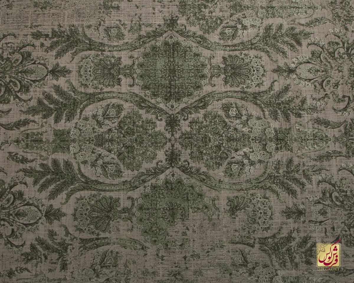 فرش وینتیج 49923 نسکافه‌ای سبز
