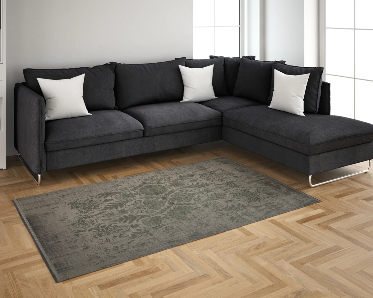 فرش وینتیج 49923 نسکافه‌ای سبز