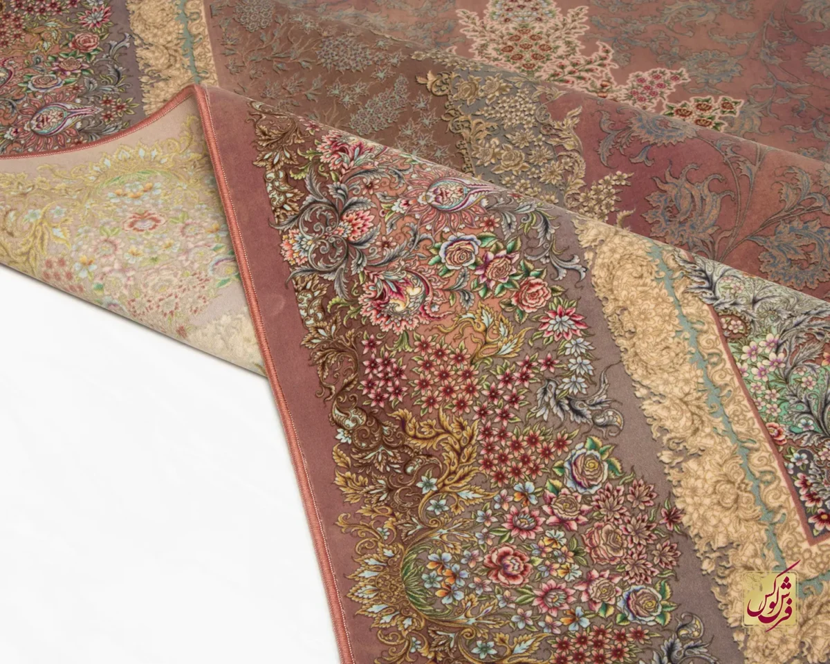 فرش ابریشم ماشینی 701145 گلبهی