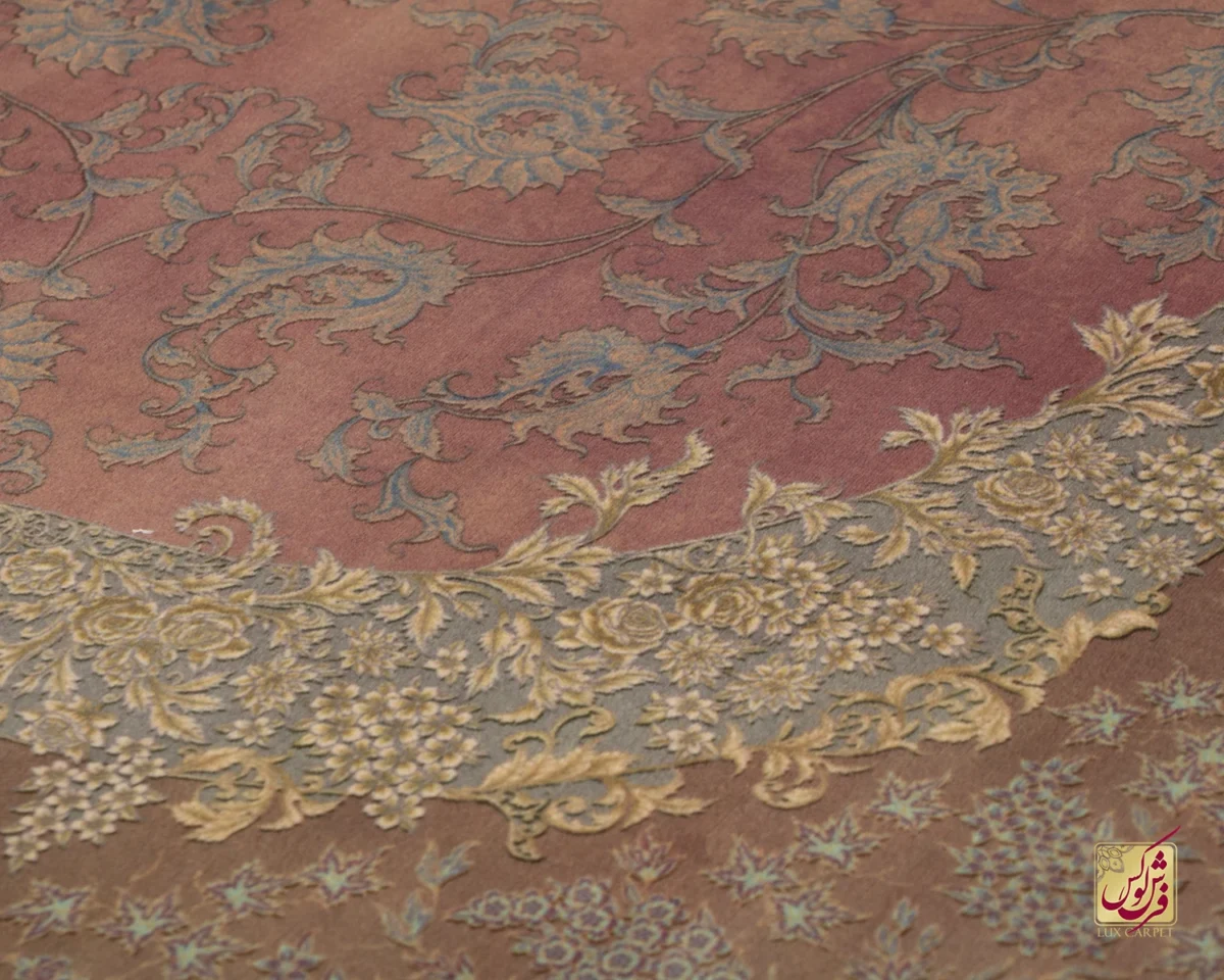 فرش ابریشم ماشینی 701145 گلبهی