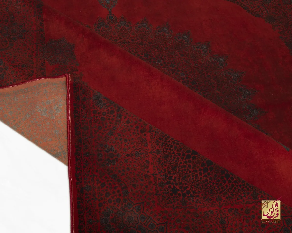 فرش ابریشم ماشینی 702440 قرمز زغالی