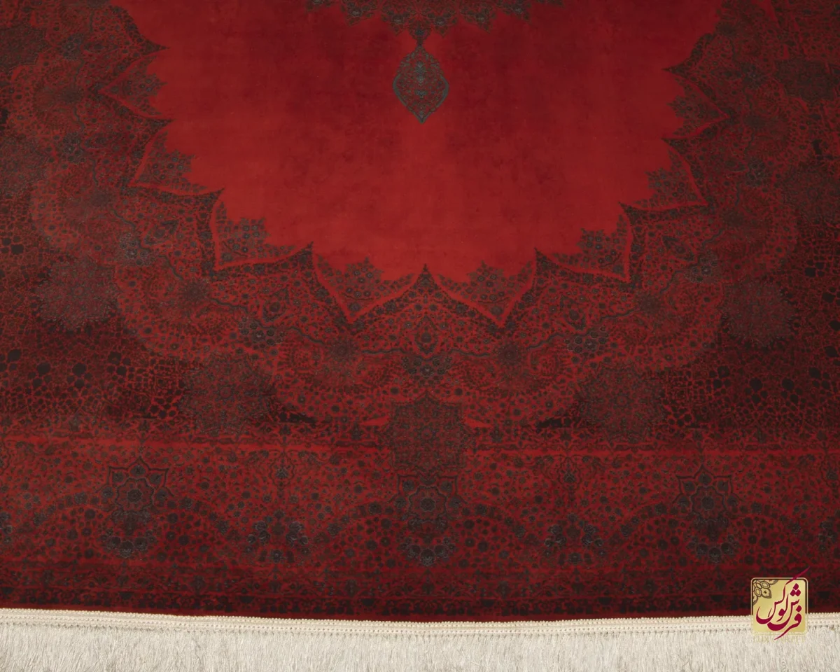 فرش ابریشم ماشینی 702440 قرمز زغالی