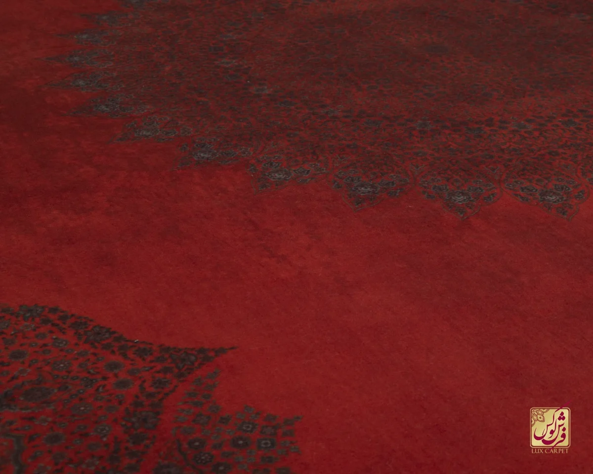 فرش ابریشم ماشینی 702440 قرمز زغالی