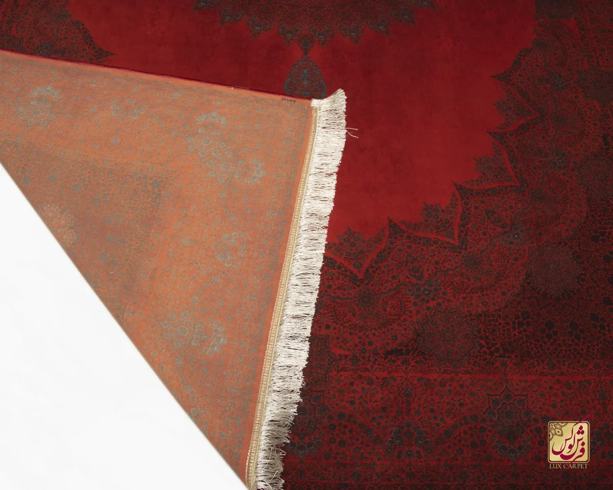 فرش ابریشم ماشینی 702440 قرمز زغالی