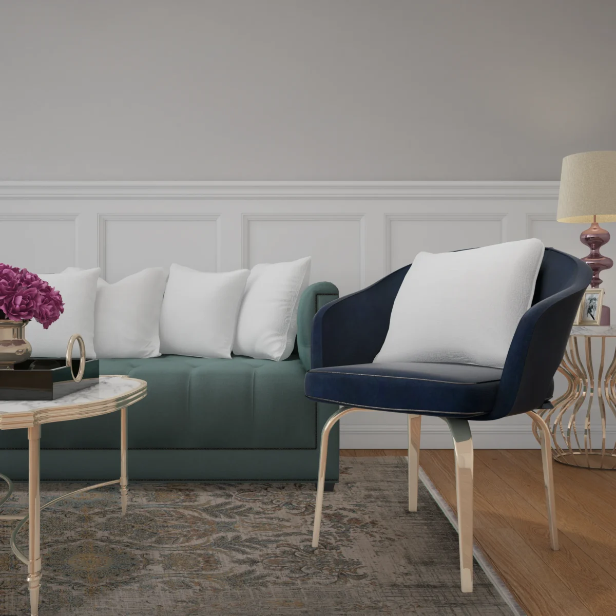 فرش وینتیج 807 نسکافه‌ای ذغالی