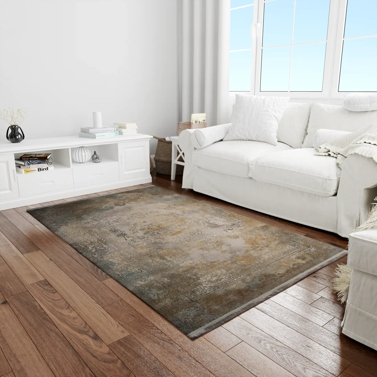 فرش وینتیج HBV 826 طوسی آجری