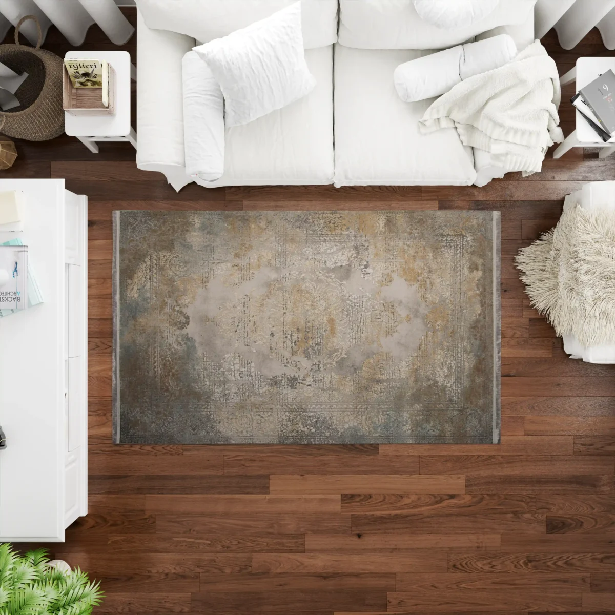 فرش وینتیج HBV 826 طوسی آجری