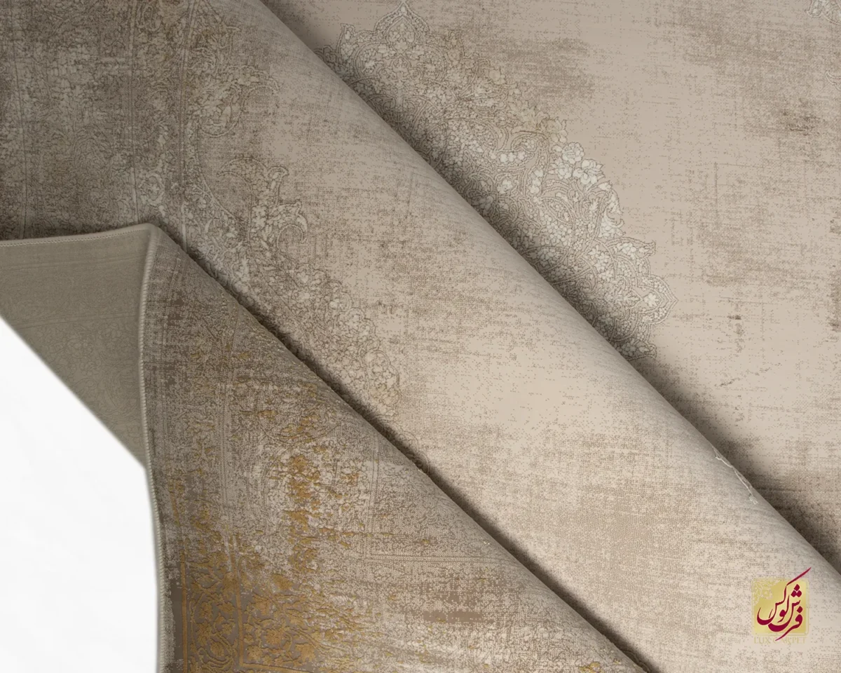 فرش وینتیج 9117 نسکافه‌ای آجری