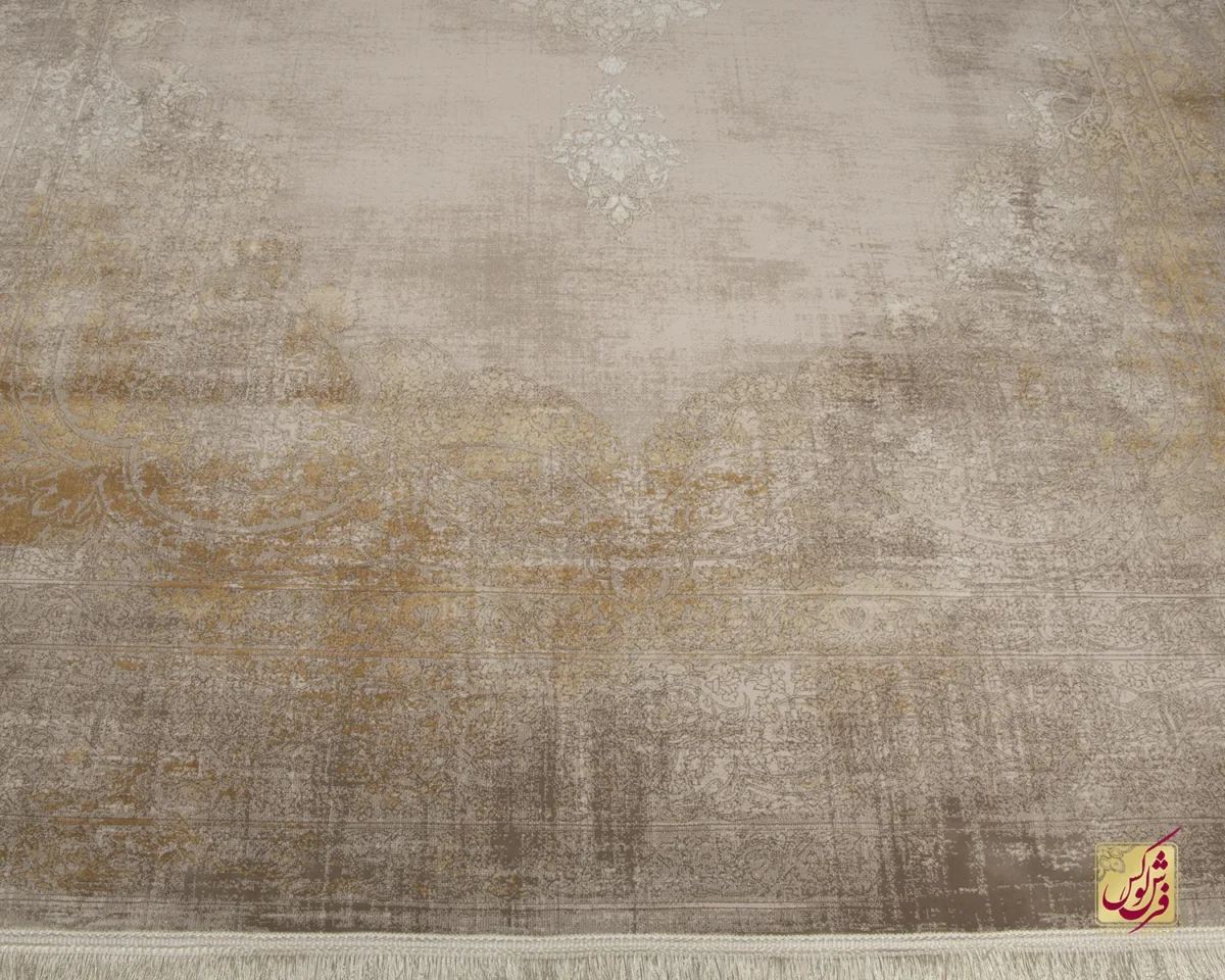 فرش وینتیج 9117 نسکافه‌ای آجری