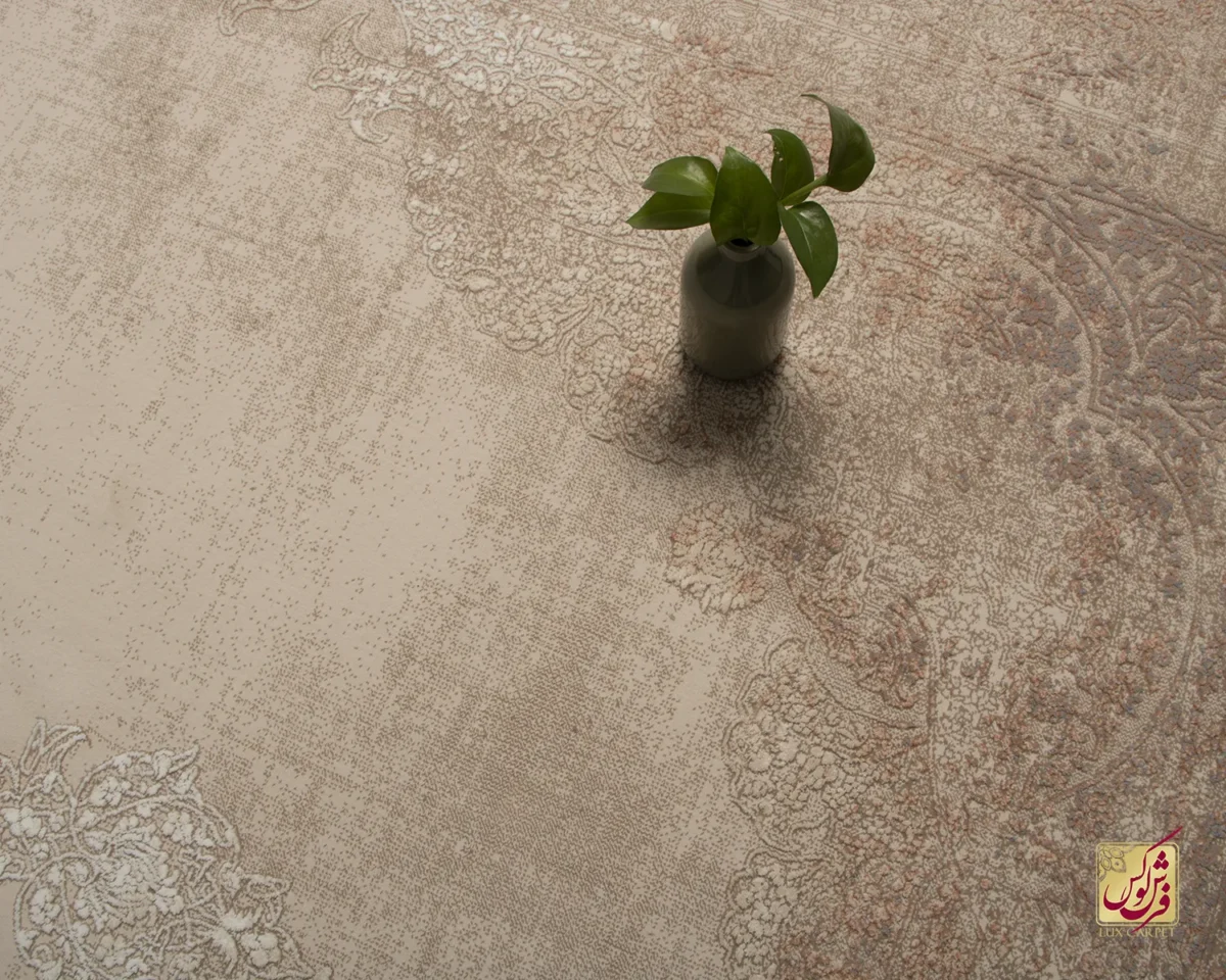 فرش وینتیج 9118 نسکافه‌ای صدفی