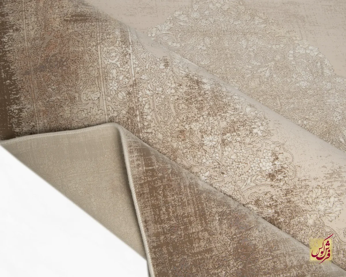 فرش وینتیج 9118 نسکافه‌ای صدفی