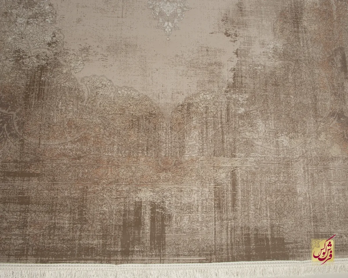 فرش وینتیج 9118 نسکافه‌ای صدفی