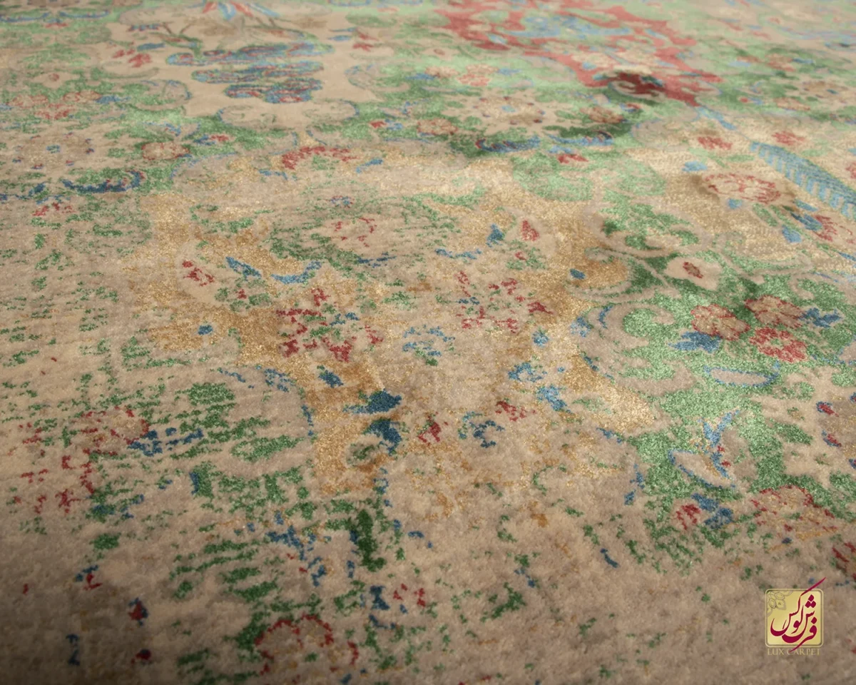 فرش وینتیج HR 186 نسکافه‌ای سبز