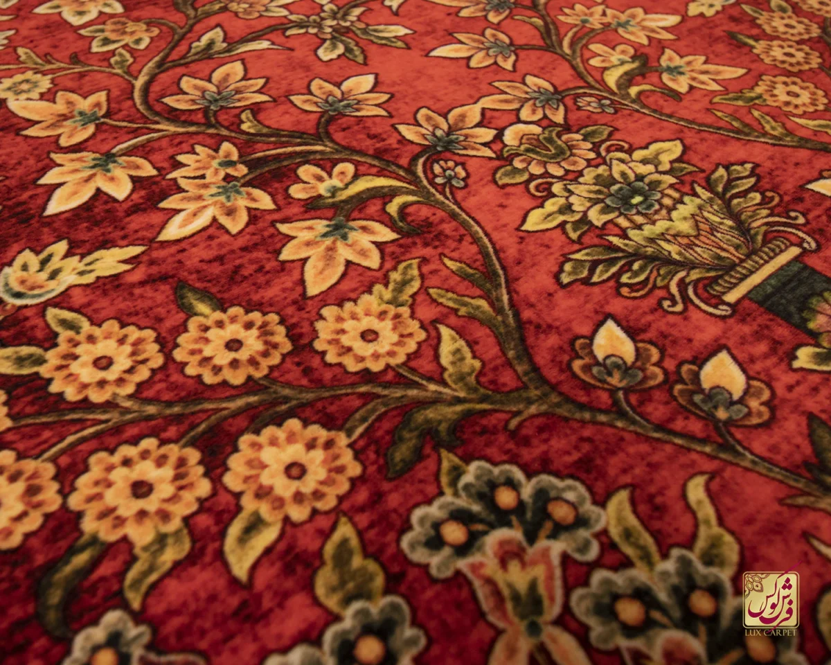 فرش ابریشم ماشینی 202733 لاکی