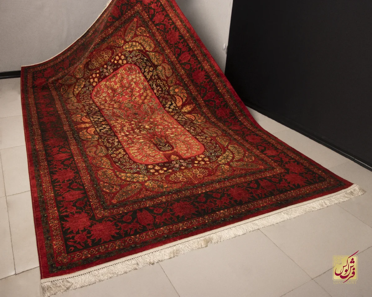 فرش ابریشم ماشینی 202733 لاکی