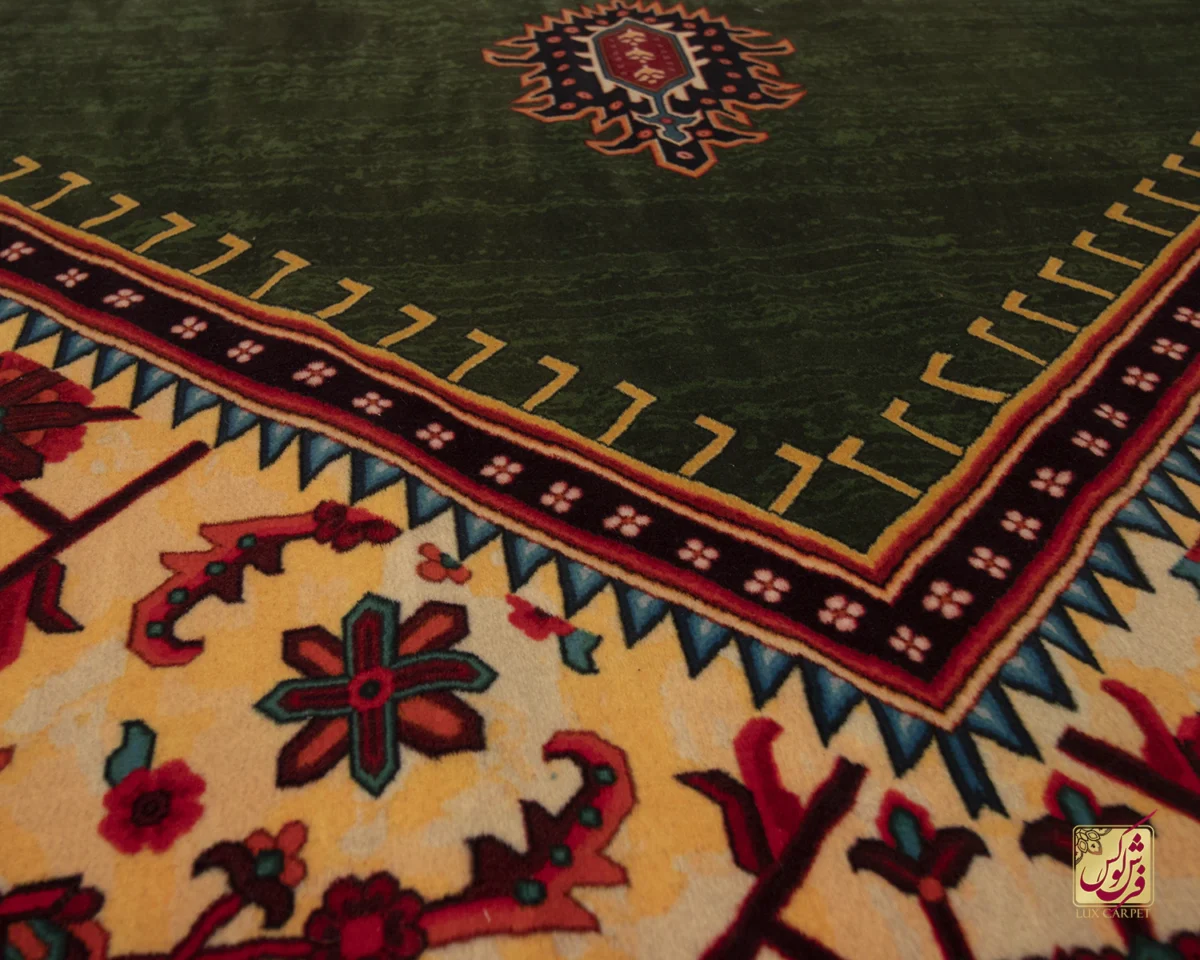 فرش ابریشم ماشینی 210304 سبز مشکی