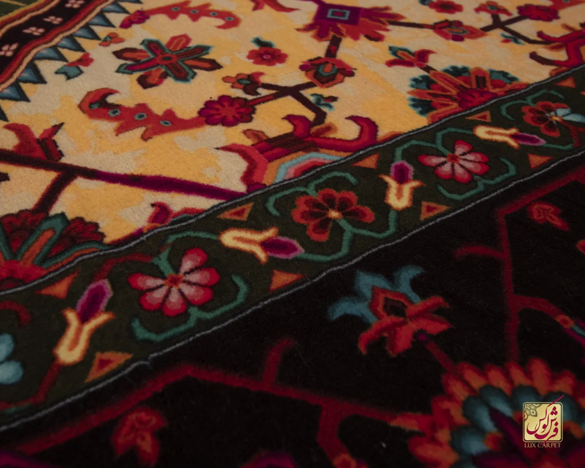 فرش ابریشم ماشینی 210304 سبز مشکی