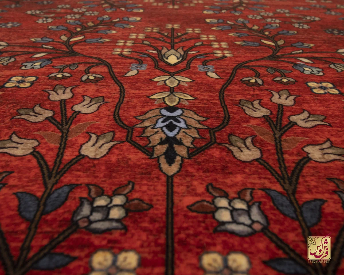 فرش ابریشم ماشینی 202745 لاکی کرم