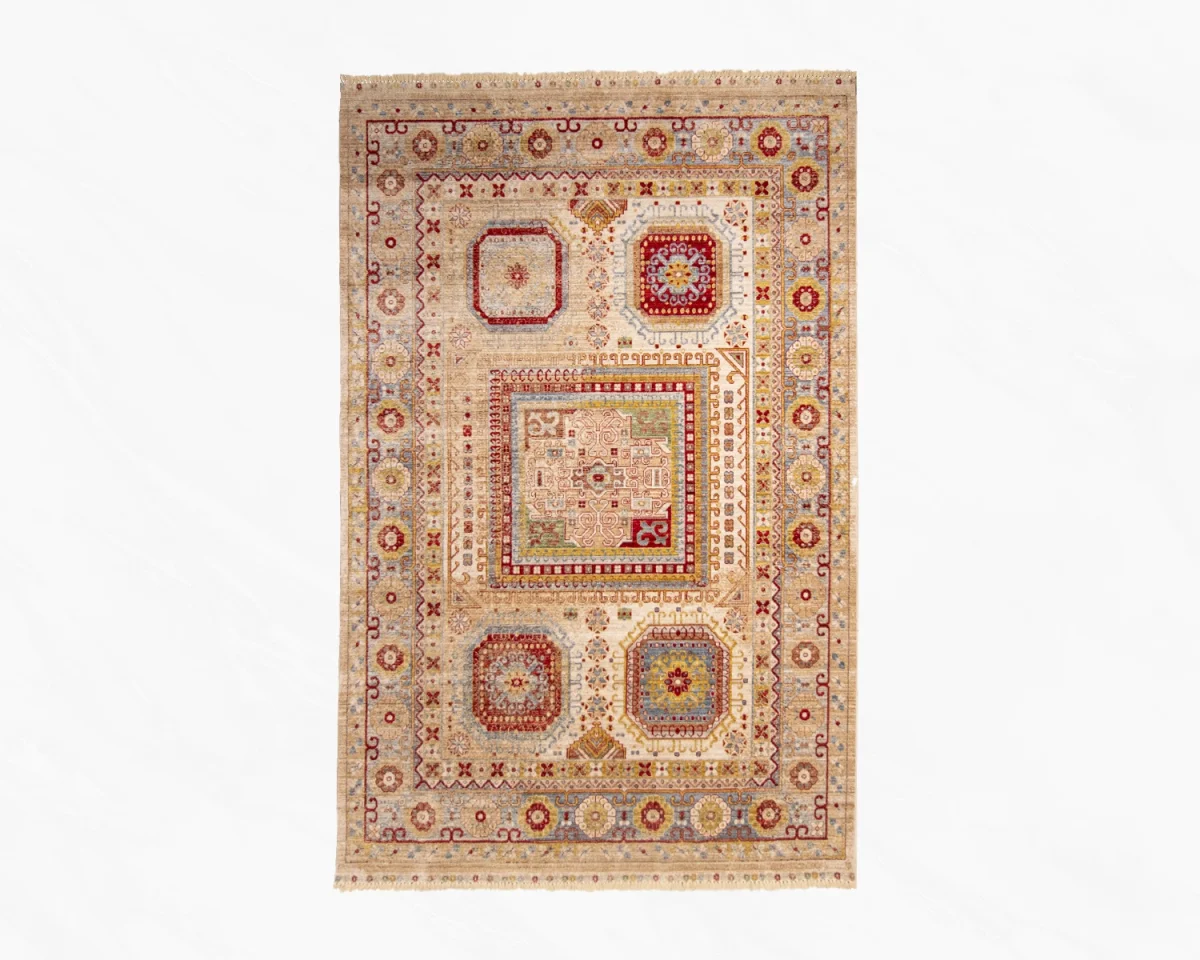 فرش وینتیج 30153 کرم نسکافه ای