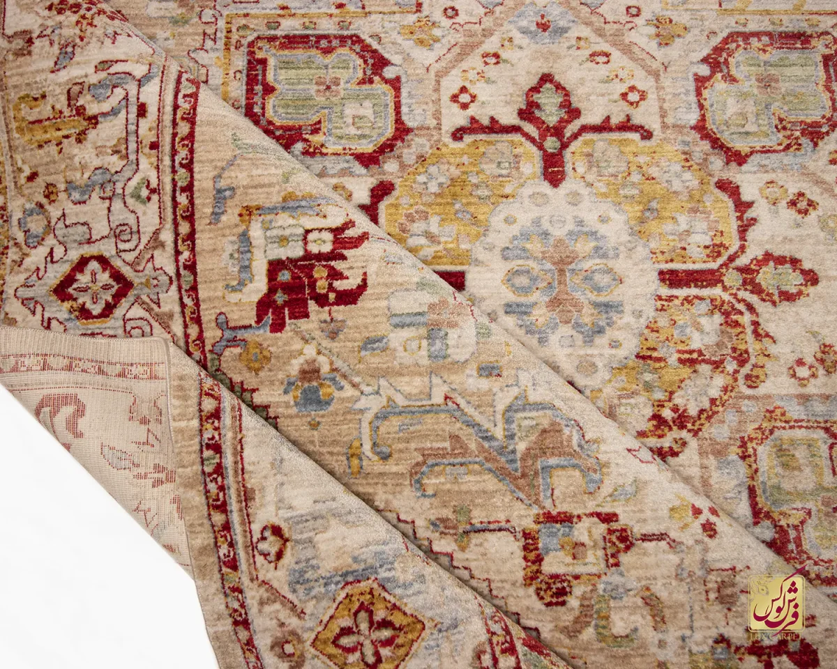 فرش وینتیج 30187 کرم نسکافه‌ای