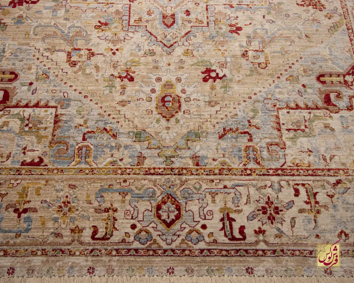 فرش وینتیج 30187 کرم نسکافه‌ای