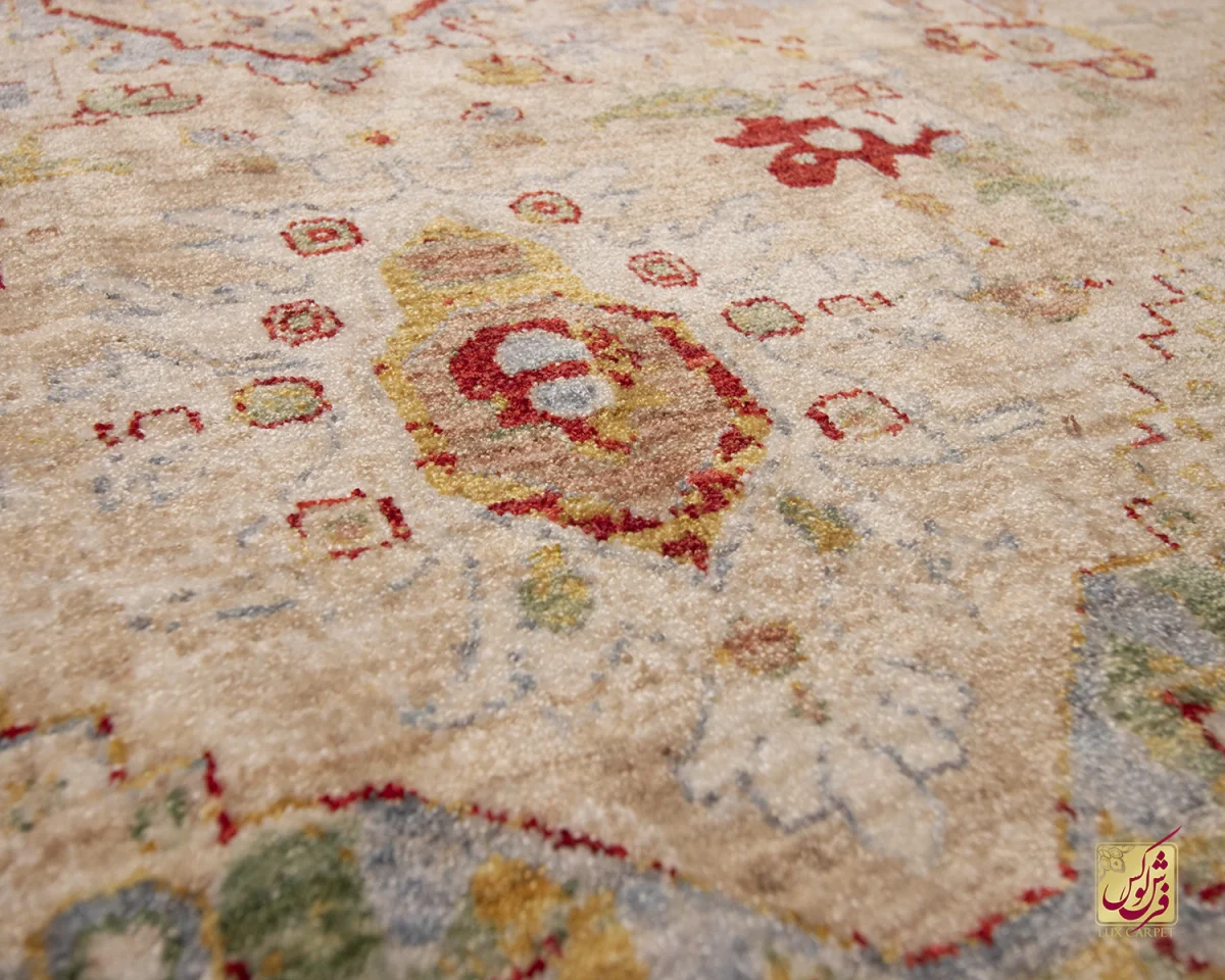 فرش وینتیج 30187 کرم نسکافه‌ای