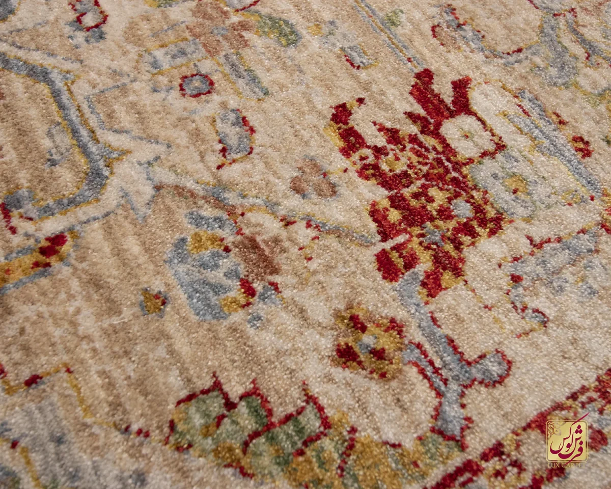 فرش وینتیج 30187 کرم نسکافه‌ای