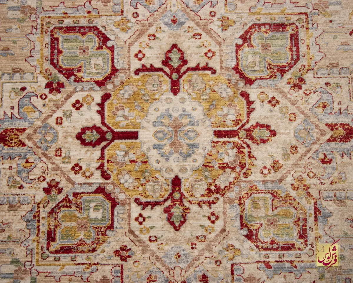 فرش وینتیج 30187 کرم نسکافه‌ای