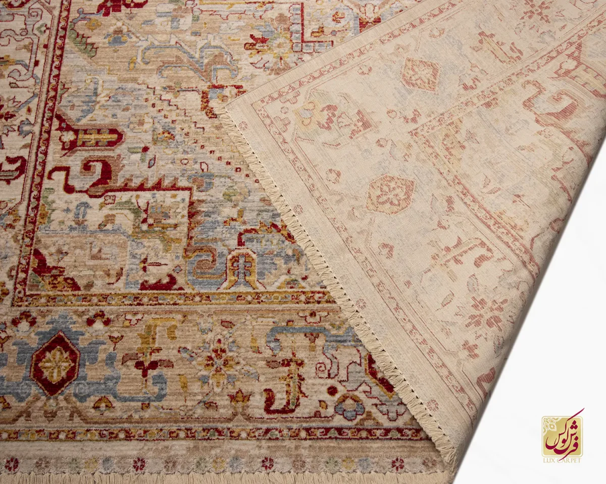 فرش وینتیج 30187 کرم نسکافه‌ای