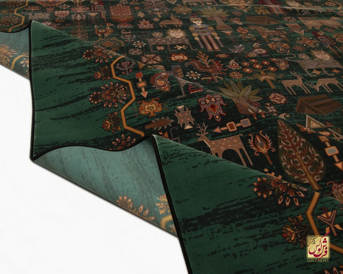 730801-2 فرش ابریشم ماشینی 730801 سبز