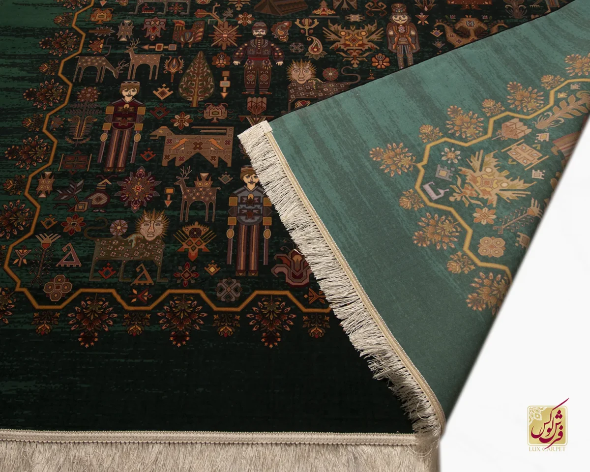 فرش ابریشم ماشینی 730801 سبز