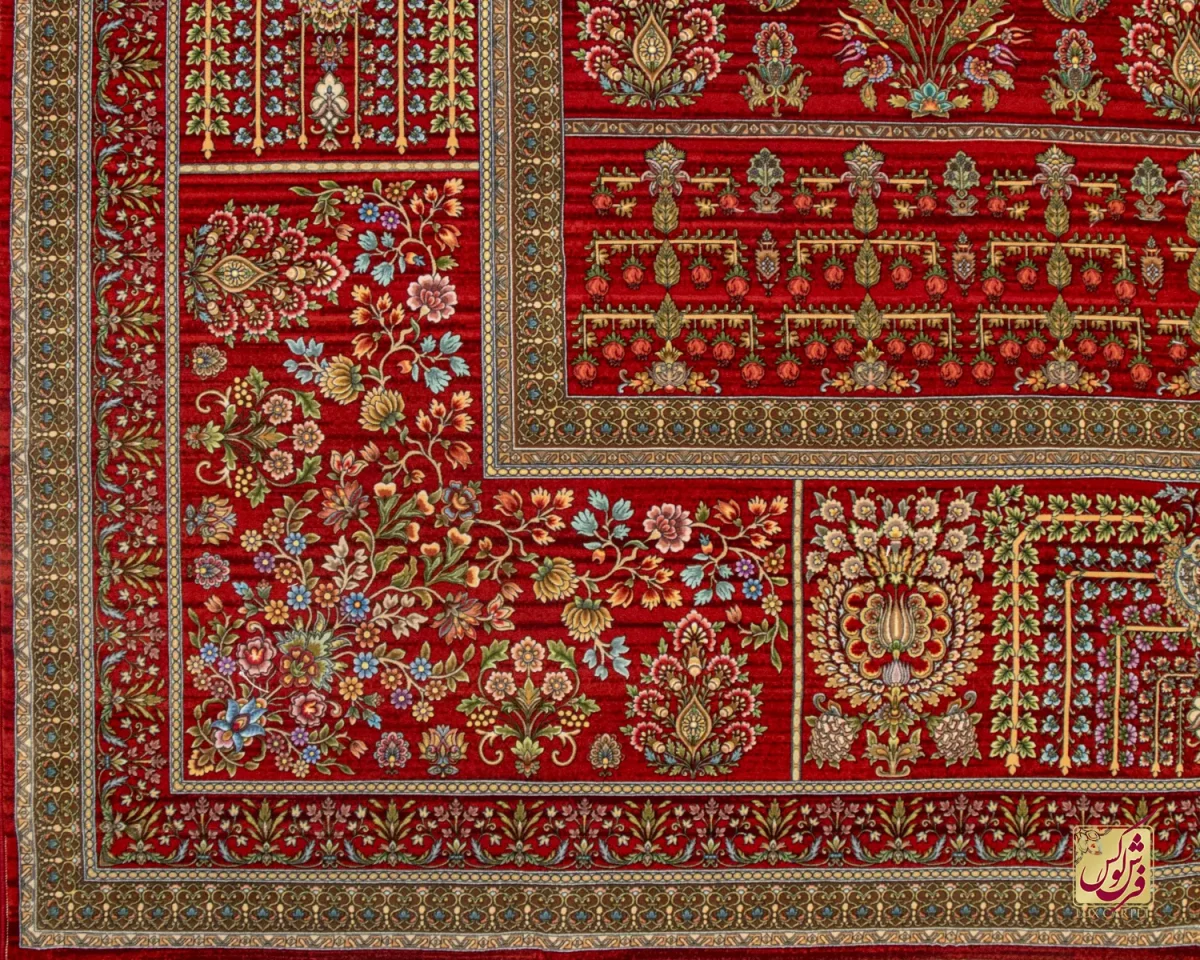 فرش ابریشم ماشینی 730902 لاکی تمام رنگ