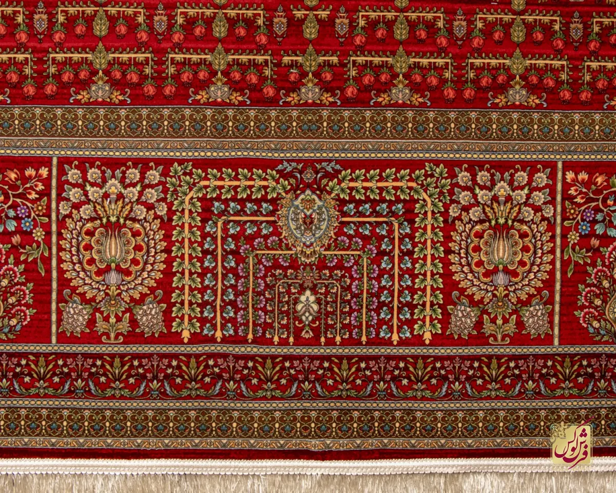 فرش ابریشم ماشینی 730902 لاکی تمام رنگ