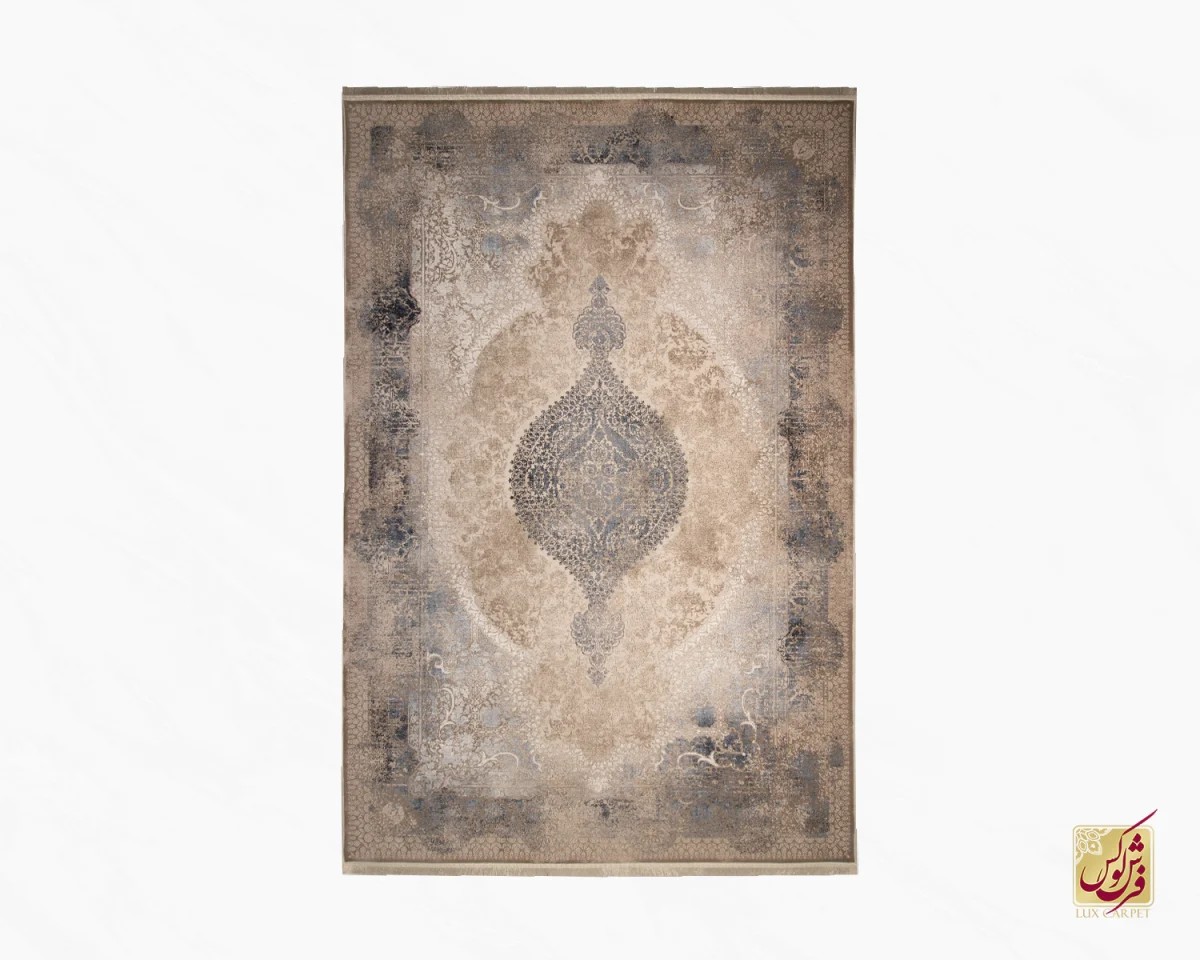 فرش وینتیج 9316 نسکافه‌ای آبی