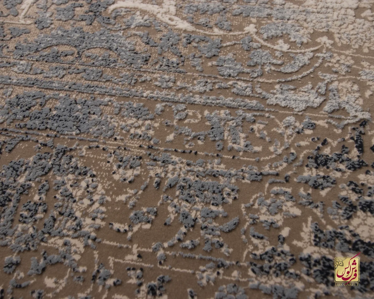 فرش وینتیج 9316 نسکافه‌ای آبی