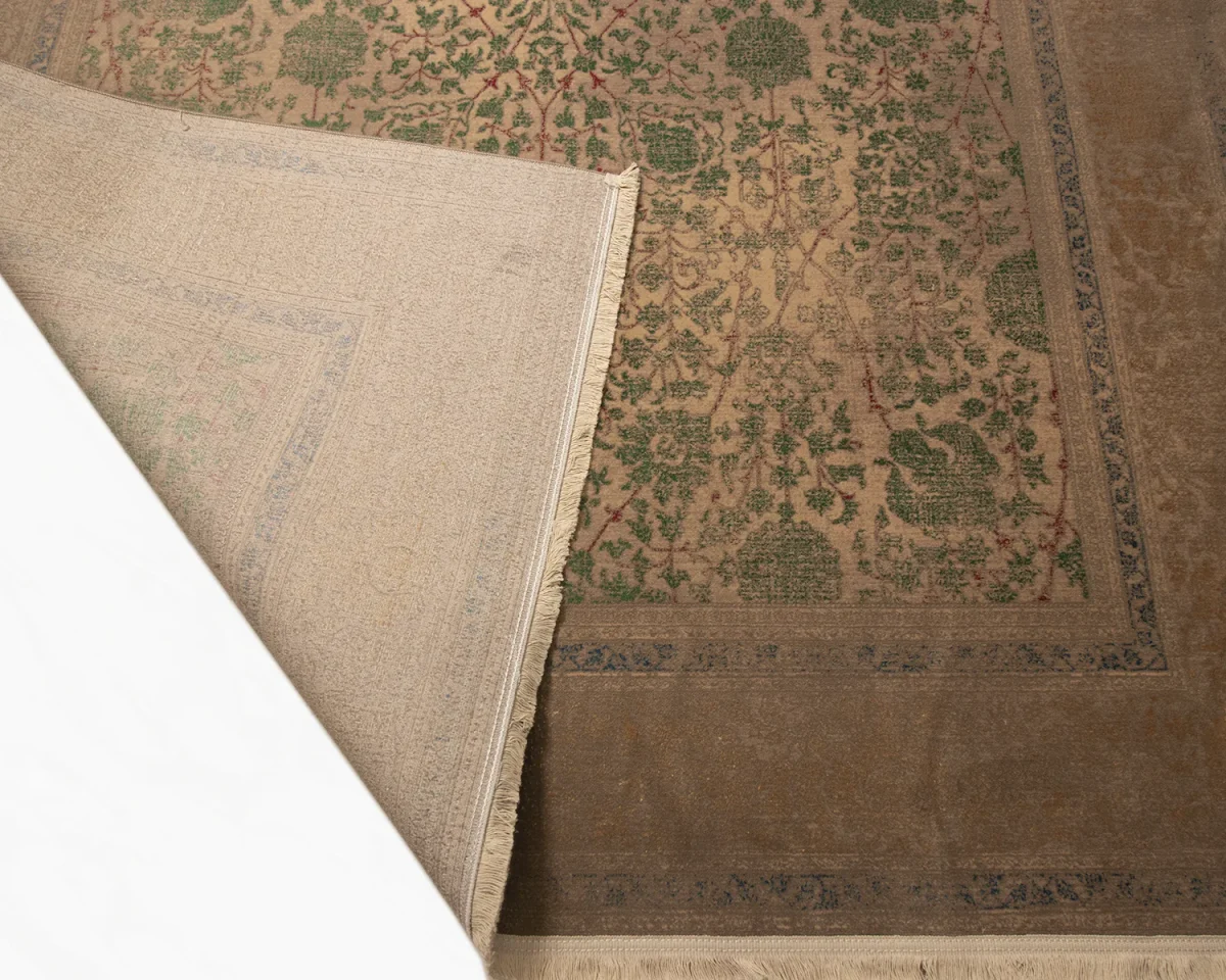 فرش وینتیج HR 161 نسکافه‌ای سبز