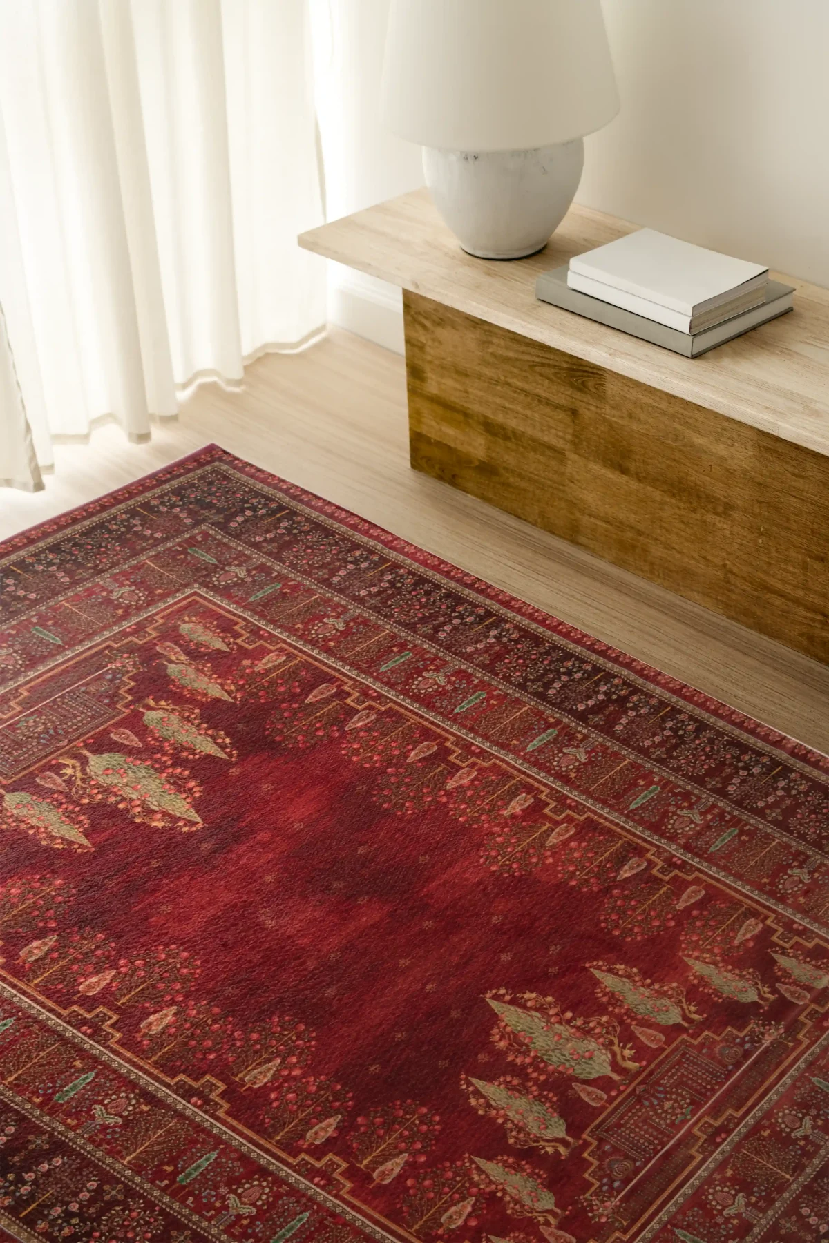 فرش ابریشم ماشینی T1060 لاکی