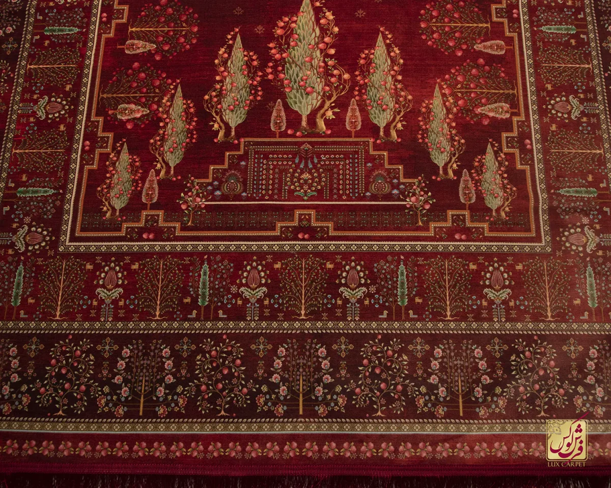 فرش ابریشم ماشینی T1060 لاکی