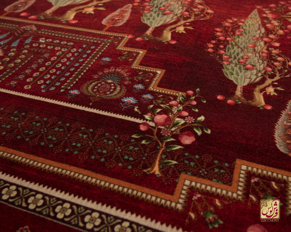 فرش ابریشم ماشینی T1060 لاکی