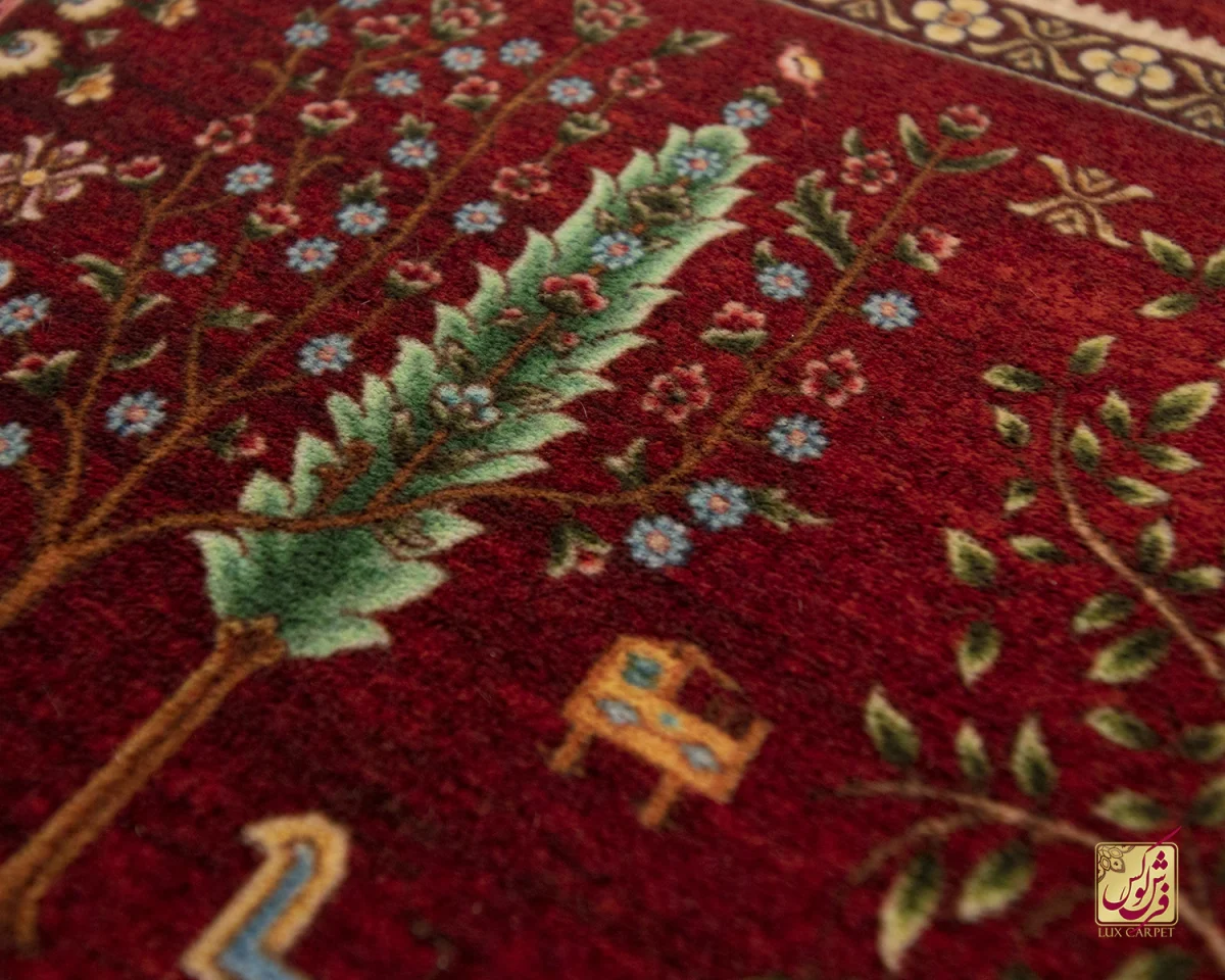 فرش ابریشم ماشینی T1060 لاکی