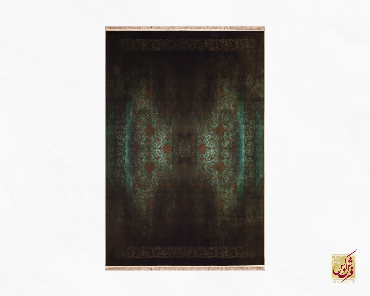 فرش ابریشم ماشینی ۲۰۱۷۱۴ سبز کهکشانی