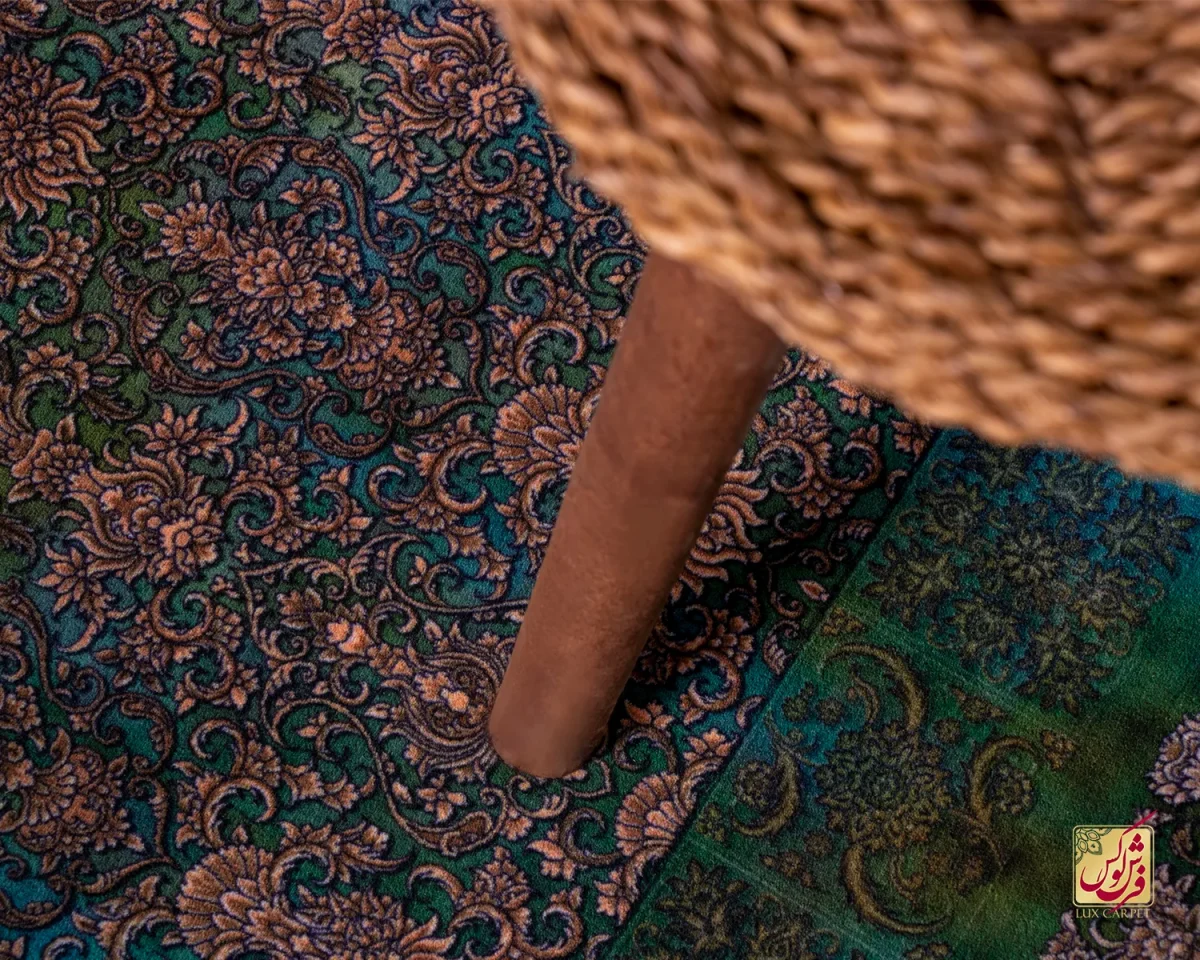 فرش ابریشم ماشینی ۲۰۱۷۴۳ فیروزه ای سبز کهکشانی