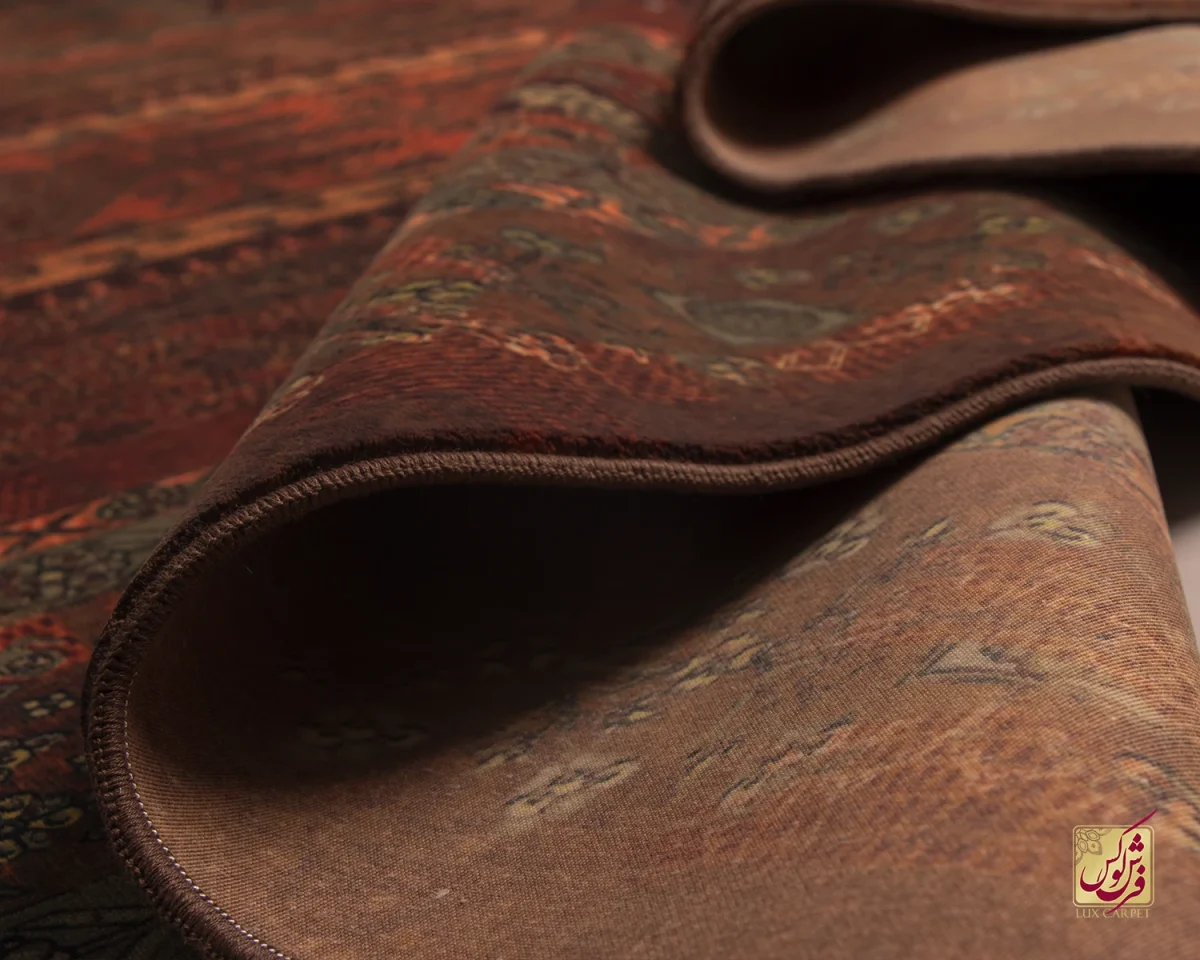 فرش ابریشم ماشینی 202727 آجری سبز